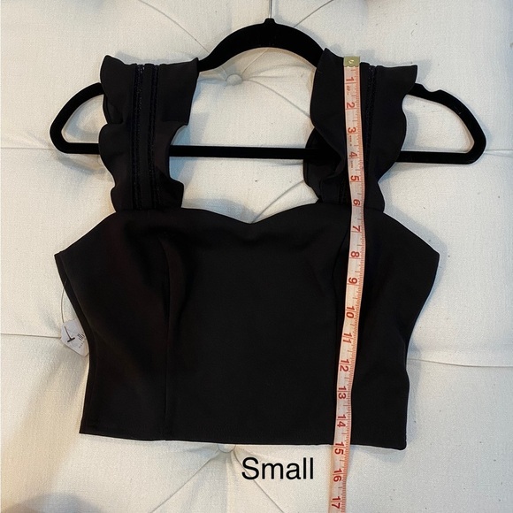 Black Crop top sleeveless with ruffle detail size small New NWT - Picture 11 of 11